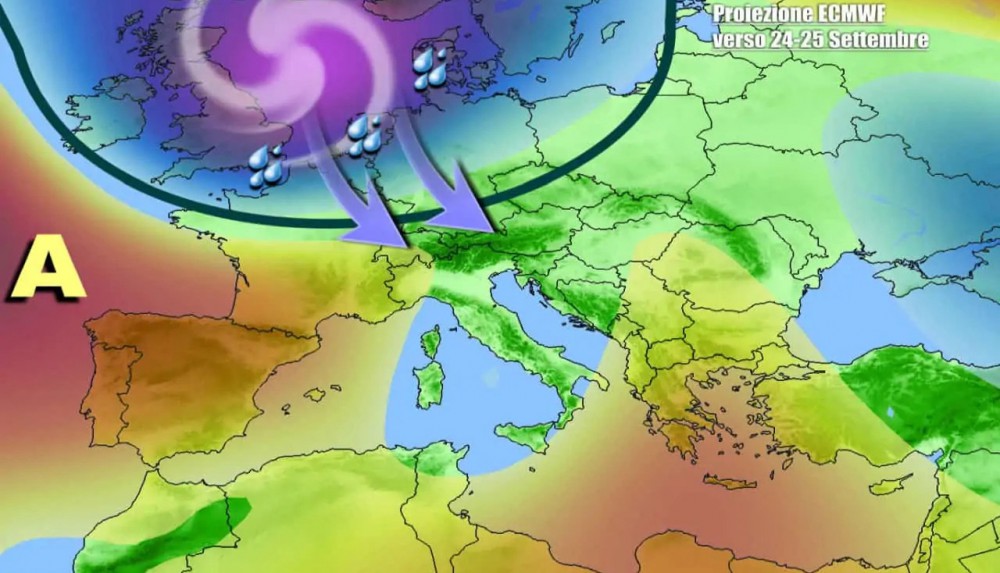 Profonda area ciclonica dal Nord Europa si potrebbe espandere verso l'Italia sul finire della prossima settimana
