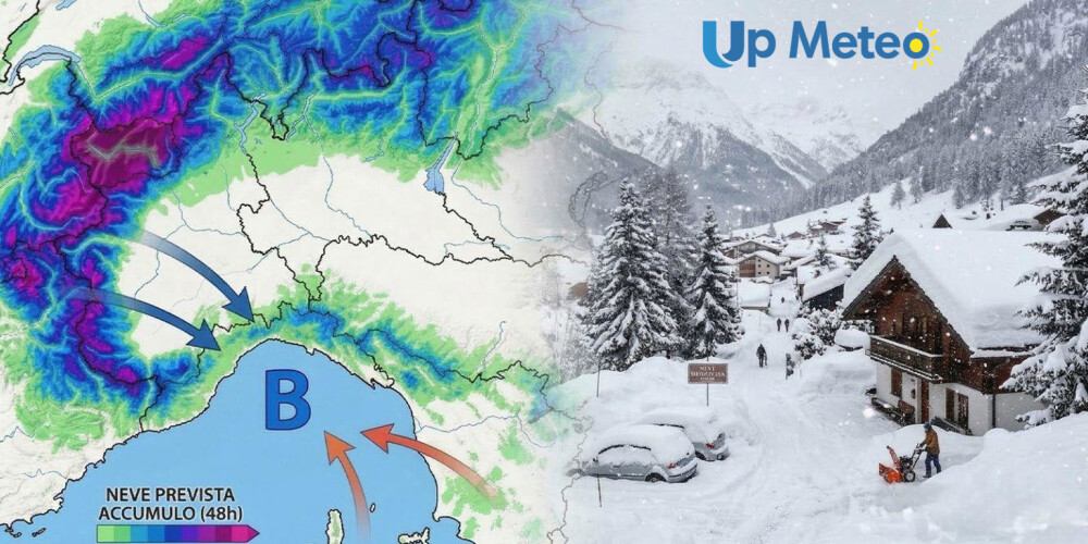 Forte maltempo al Nordovest con abbondanti nevicate sulle Alpi, anche a quote basse.