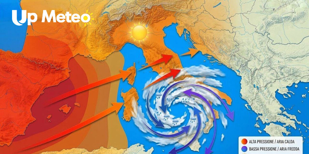 Vortice afro mediterraneo attivo fino a metà settimana, altra pioggia e temporali in arrivo con venti tesi
