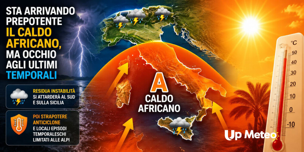 Residua instabilità si attarderà al Sud e sulla Sicilia, poi strapotere Anticiclone e locali episodi temporaleschi limitati alle Alpi