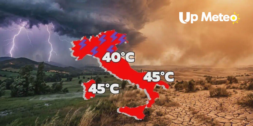 L'anticiclone africano affonda le radici sul Mediterraneo e spinge la colonnina di mercurio verso valori estremi, mentre il Settentrione resta esposto a temporali capaci di scaricare grandine grossa e raffiche violente.
