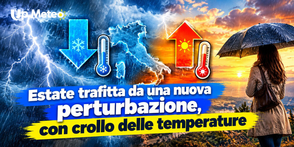 L’affondo di un fronte atlantico porterà un carico di piogge e temporali, con al seguito aria decisamente più fresca