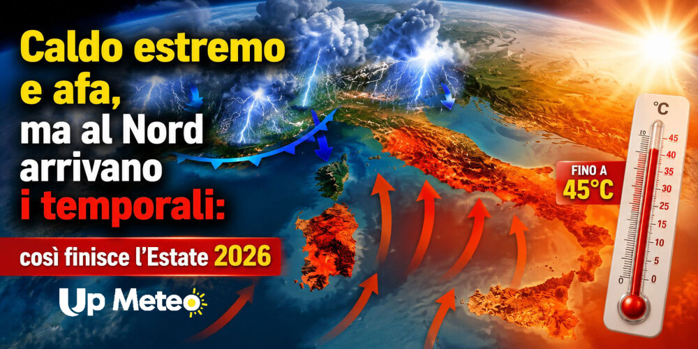Aria instabile raggiunge il Nord Italia con rovesci e temporali, mentre altrove l'ondata di calore africana spinge i termometri oltre i 45°C, con afa pericolosa fino a sabato.