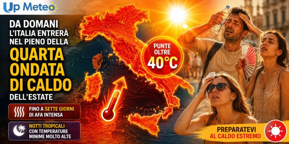 Da giovedì 30 luglio l'anticiclone subtropicale tornerà a imporsi sull'Italia, dando il via alla quarta intensa ondata di caldo dell'estate. Una fase destinata a durare diversi giorni e ad accompagnarci per gran parte della prossima settimana.