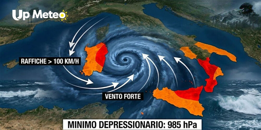 Ciclone mediterraneo su Sicilia e Sardegna: in arrivo venti impetuosi e onde giganti