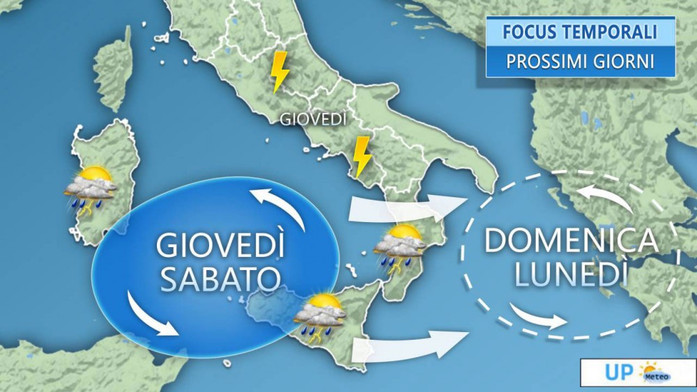 Alcuni temporali su parte del Sud fino alla fine della settimana