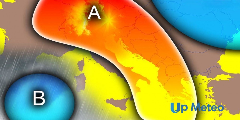 Alta pressione in calo e ritorno del maltempo con un vortice mediterraneo