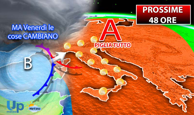 Alta pressione piglia tutto, ma da venerdi si cambia