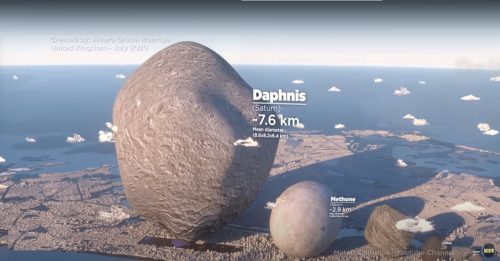 Spazio: come apparirebbero i satelliti del Sistema Solare sul nostro pianeta? Il video  Le cinque lune piu grandi del Sistema Solare compongono il sistema di Giove, ovvero Ganimede, con un diametro di 5.268 chilometri, Callisto di 4.820 e Io di 3.643. Seguono, poi, i satelliti di di Saturno, con Titano di 5.149 chilometri e la nostra Luna, il cui diametro e di 3.475 chilometri.