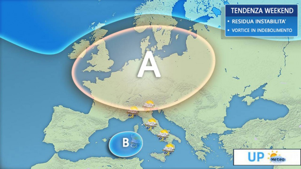 Weekend - Maggiori schiarite ma con ancora rischio rovesci