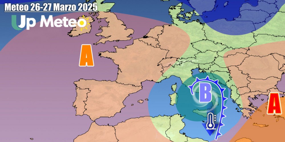 Frequenti piogge e temporali per un vortice ciclonico in lenta evoluzione, nel weekend nuovo maltempo