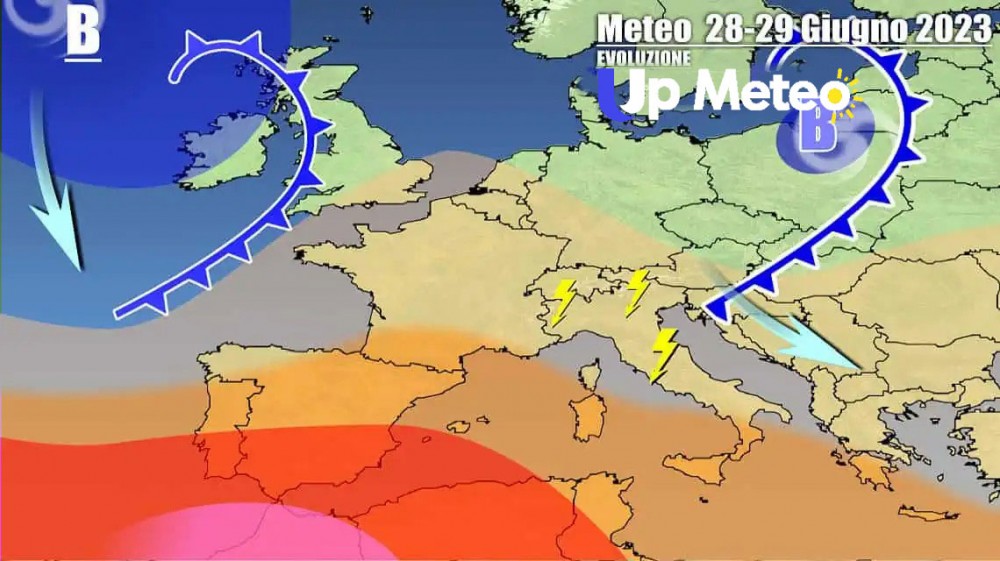 Prossimi giorni tra anticiclone delle Azzorre e temporali anche violenti