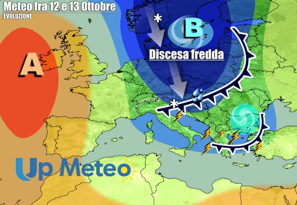Blocco d'aria fredda in discesa dalla Scandinavia in settimana