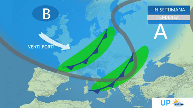 Tempo dinamico, qualche pioggia e venti in rinforzo